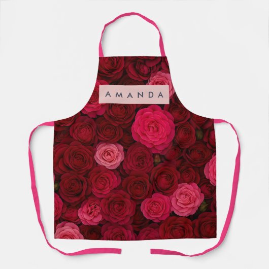 Personalized Deep Red & Pink Rose Garden  Schürze (Vorderseite)