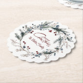 Personalized Delicate Christmas Floral Wreath Untersetzer (angewinkelt)