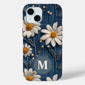 Personalized Denim Daisy Initial Phone Case (Rückseite)