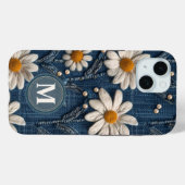 Personalized Denim Daisy Initial Phone Case (Rückseite (Horizontal))