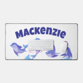Personalized Desk Mat with Four Playful Dolphins Schreibtischunterlage (Tastatur & Maus)