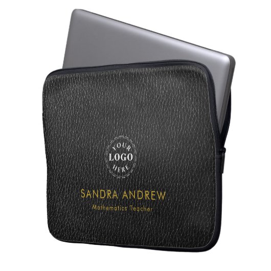 Personalized Detail Black Texture Laptop Sleeve (Vorderseite Links)