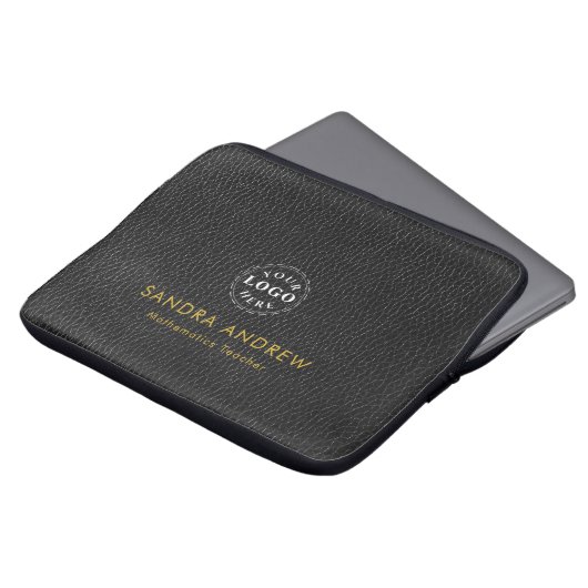 Personalized Detail Black Texture Laptop Sleeve (Vorne Oben)
