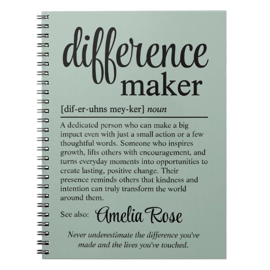 Personalized Difference Maker Definition Gift Notizblock (Vorderseite)