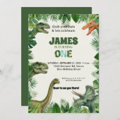 Personalized Dino 1st Birthday Invitation Suite Einladung (Vorne/Hinten)