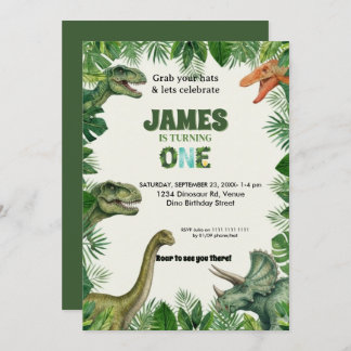 Personalized Dino 1st Birthday Invitation Suite Einladung