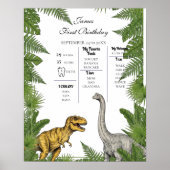 Personalized Dino 1st Birthday Milestone Poster (Vorne)