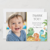 Personalized Dino 1st Birthday Thank You Dankeskarte (Vorderseite)