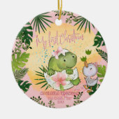 Personalized Dino 'My First Christmas' Photo Keramik Ornament (Vorne)