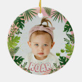 Personalized Dino 'My First Christmas' Photo  Keramik Ornament (Hinten)