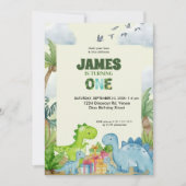 Personalized Dinosaur 1st Birthday Invitation Einladung (Vorderseite)