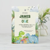 Personalized Dinosaur 1st Birthday Invitation Einladung (Stehend Vorderseite)