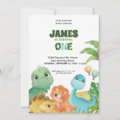 Personalized Dinosaur 1st Birthday Invitation Einladung (Vorderseite)