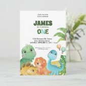 Personalized Dinosaur 1st Birthday Invitation Einladung (Stehend Vorderseite)