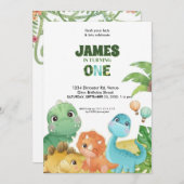 Personalized Dinosaur 1st Birthday Invitation Einladung (Vorne/Hinten)