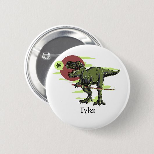 Personalized Dinosaur Button (Vorne & Hinten)