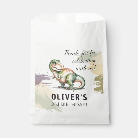 Personalized Dinosaur Kids Birthday Party Geschenktütchen (Vorderseite)