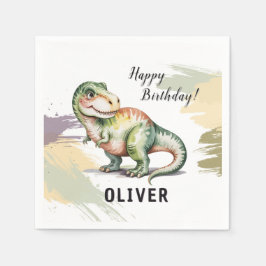 Personalized Dinosaur Kids Birthday Party Serviette