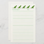 Personalized Dinosaur Lined Stationery for Kids Briefpapier (Vorne/Hinten)