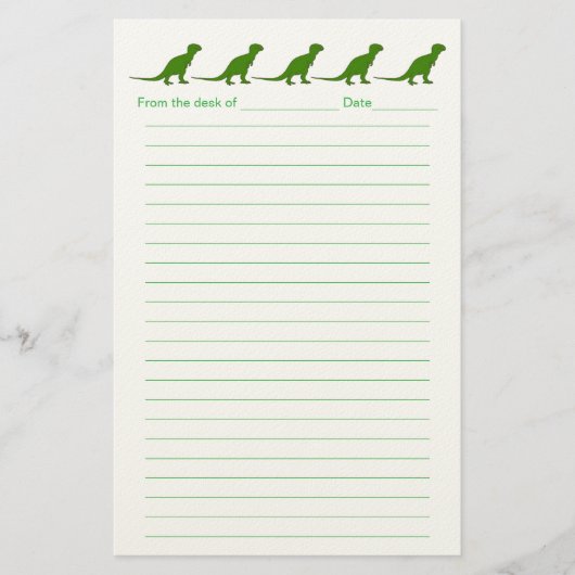 Personalized Dinosaur Lined Stationery for Kids Briefpapier (Vorderseite)