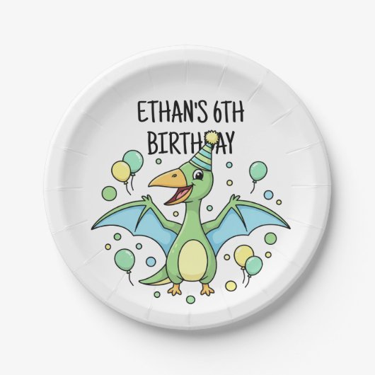 Personalized Dinosaur Paper Plates - Set of 8 Pappteller (Vorderseite)