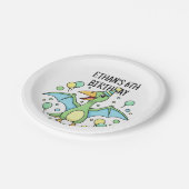 Personalized Dinosaur Paper Plates - Set of 8  Pappteller (Schrägansicht)