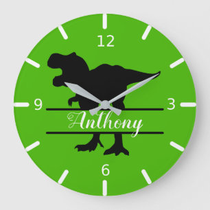Personalized Dinosaur Square Wall Clock Große Wanduhr