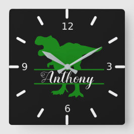Personalized Dinosaur Square Wall Clock Quadratische Wanduhr