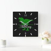 Personalized Dinosaur Square Wall Clock Quadratische Wanduhr (Zuhause)