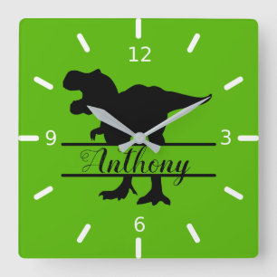 Personalized Dinosaur Square Wall Clock Quadratische Wanduhr