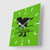 Personalized Dinosaur Square Wall Clock Quadratische Wanduhr (Winkel)