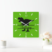Personalized Dinosaur Square Wall Clock Quadratische Wanduhr (Zuhause)