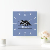 Personalized Dinosaur Square Wall Clock Quadratische Wanduhr (Zuhause)