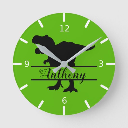 Personalized Dinosaur Square Wall Clock Runde Wanduhr (Vorderseite)