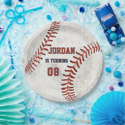 Personalized Dirty Baseball Looking Grunge Party Pappteller (Party)