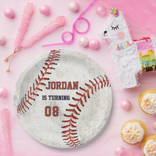 Personalized Dirty Baseball Looking Grunge Party Pappteller (Party)