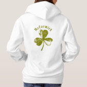 Personalized Distressed Shamrock Olive Green Hoodie (Rückseite)