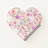 Personalized Ditsy Flowers heart-shape spiral Notizblock (Rückseite)