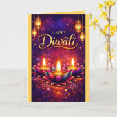 Personalized Diwali Celebration Festival Card Karte (Gelbe Blume)