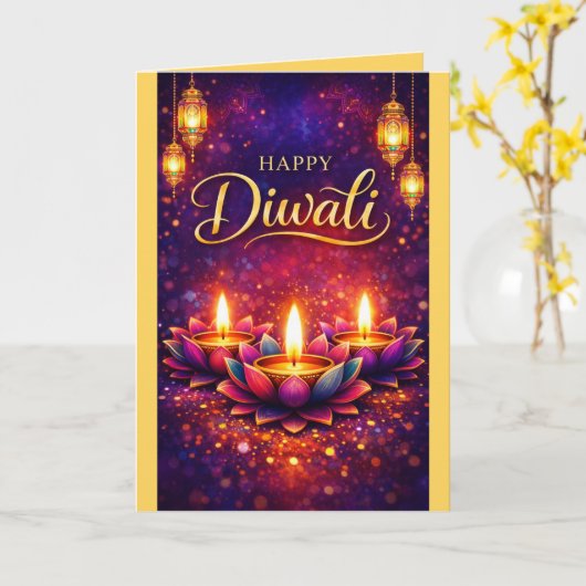 Personalized Diwali Celebration Festival Card Karte (Gelbe Blume)