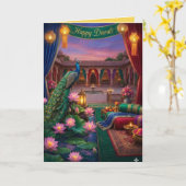 Personalized Diwali Festival Greeting Card Karte (Gelbe Blume)
