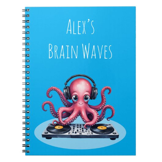Personalized DJ Octopus Brain Waves Design Notizblock (Vorderseite)