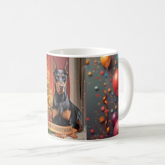 Personalized Doberman Pinscher Christmas Mug – Cus Kaffeetasse (VorderseiteRechts)