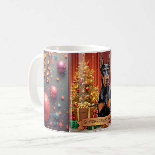 Personalized Doberman Pinscher Christmas Mug – Cus Kaffeetasse (Vorderseite Links)