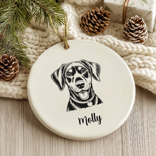 Personalized Dobermann Dog Christmas Keramik Ornament