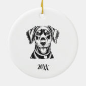 Personalized Dobermann Dog Christmas Keramik Ornament (Hinten)