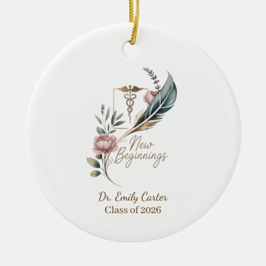 Personalized Doctor Graduation New Beginnings Keramik Ornament (Vorne)