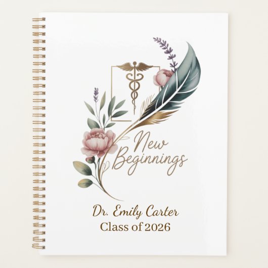 Personalized Doctor Graduation New Beginnings Planer (Vorderseite)