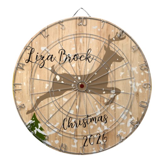 Personalized doe Christmas bauble wooden backgroun Dartscheibe (vorne)