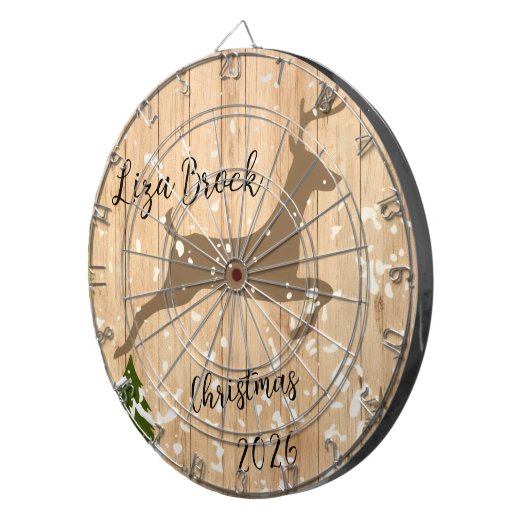 Personalized doe Christmas bauble wooden backgroun Dartscheibe (Vorderseite rechts)